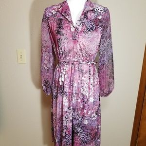 Pink long sleeve vintage dress, size small
